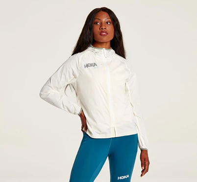 HOKA Full-zip Wind Jacket Löpning Jacka Dam Vita | VTZ053728